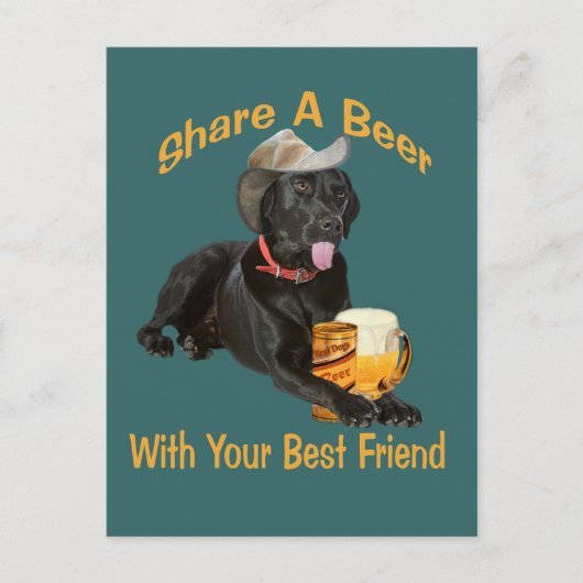 Black Lab Shares A Beer Briefkaart (Voorkant)