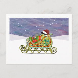 Black Lab Sleigh Christmas Feestdagenkaart