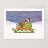 Black Lab Sleigh Christmas Feestdagenkaart (Voorkant)