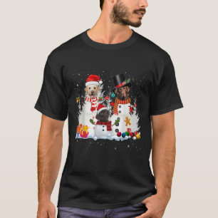 Black Lab Snowman Kerstverlichting Kerstman Hond X T-shirt
