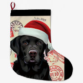 Black lab stocking grote kerstsok (Voorkant)