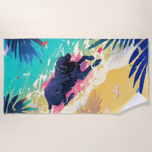 Black Lab Strand Dagen Handdoek (Voorkant)