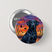 Black Lab Sunset Eendenjacht Pinback Knop Ronde Button 5,7 Cm (Voorkant /achterkant)