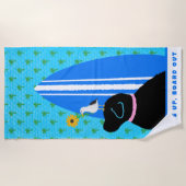 Black Lab Surf Dog Island Beach Towel Strandlaken (Voorkant)