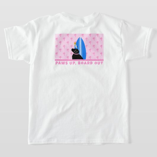 Black Lab Surf Dog Pink Girl's T-shirt (Laag Achter)