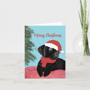 Black Lab tijdens de kerstdagen Feestdagen Kaart