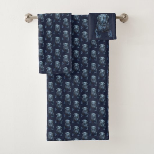 Black Lab Towel Set Labrador Retriever Bath Decor Bad Handdoek (Insitu)