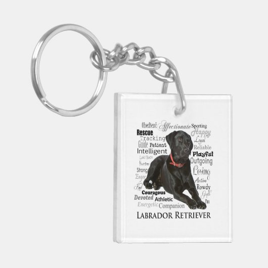 Black Lab Traits Sleutelhanger (Voorkant Links)