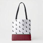 Black Lab Vakantie Kerstman Hoed Gingham Rood Tote Bag (Voorkant)
