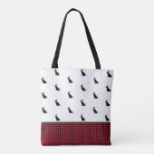 Black Lab Vakantie Kerstman Hoed Gingham Rood Tote Bag (Achterkant)