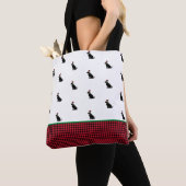 Black Lab Vakantie Kerstman Hoed Gingham Rood Tote Bag (Dichtbij)