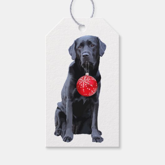 Black Lab Vakantie - Labrador Kerst - Black Lab Cadeaulabel (Voorkant)