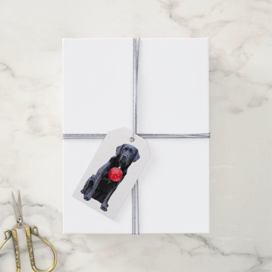 Black Lab Vakantie - Labrador Kerst - Black Lab Cadeaulabel (Met Touw)