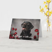 Black Lab Valentijnsdag Kaart (Gele Bloem)