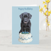 Black Lab Verjaardag Kaart - Hond Verjaardag Kaart (Gele Bloem)