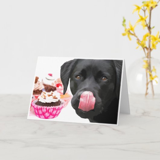 Black Lab Verjaardag Kaart - Verjaardag van de hon (Gele Bloem)