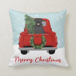 Black Lab Vintage-kersttruck Kussen
