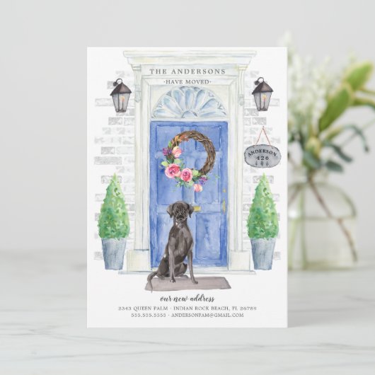 Black Lab voordeur bewegende aankondiging (Staand voorkant)