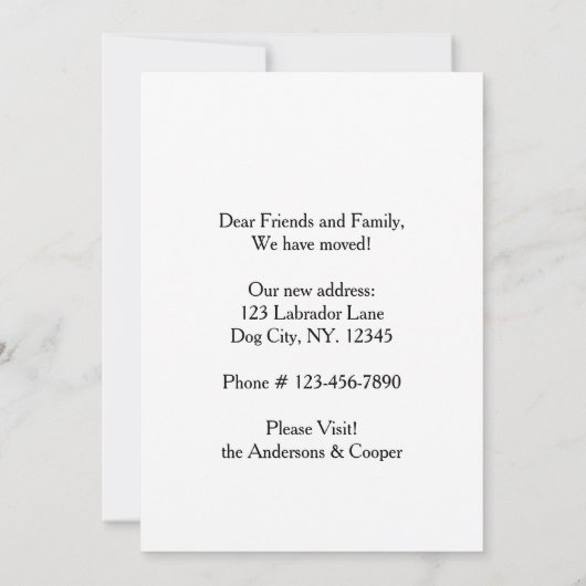 Black Lab We hebben Dog Moving Aankondiging (Achterkant)