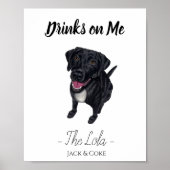 Black Lab Wedding Drink Sign Poster (Voorkant)