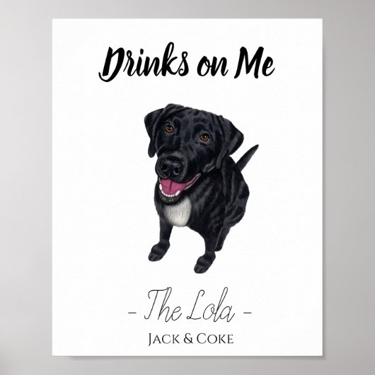Black Lab Wedding Drink Sign Poster (Voorkant)