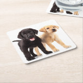 Black Lab Yellow Labrador Retriever Puppy Dog Kartonnen Onderzetters (Schuin)