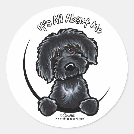 Black Labradodle IAAM Ronde Sticker (Voorkant)