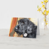 Black Labradoodle #1 Greeting Cards Kaart (Gele Bloem)