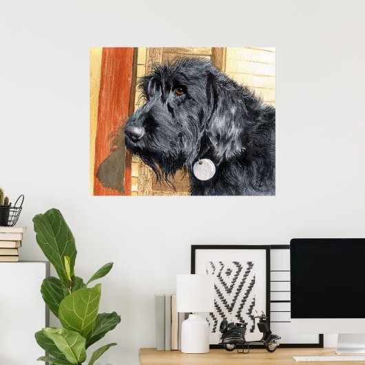 Black Labradoodle #1 Print (Thuiskantoor)