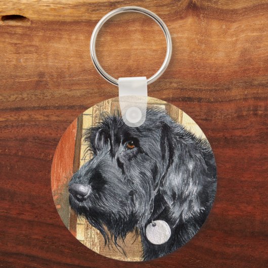 Black Labradoodle #1 Sleutelhanger (Voorkant)