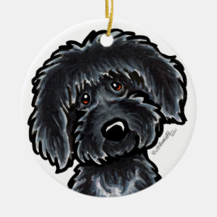 Black Labradoodle Art gepersonaliseerd Keramisch Ornament