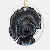 Black Labradoodle Art gepersonaliseerd Keramisch Ornament (Links)