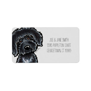 Black Labradoodle Art Gray Mod Etiket