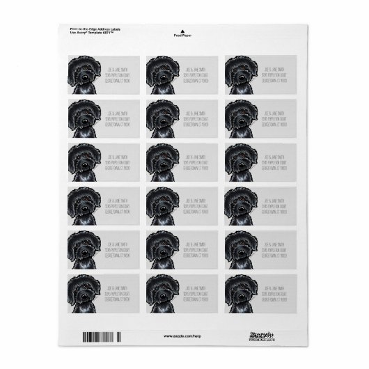 Black Labradoodle Art Gray Mod Etiket (Full Sheet)