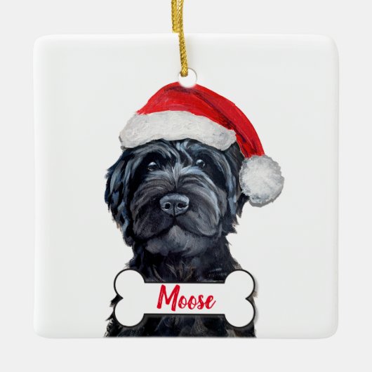 Black Labradoodle/Black Goldendole Ceramic Orn Keramisch Ornament (Voorkant)