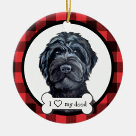 Black Labradoodle/Black Goldendoodle Keramisch Ornament