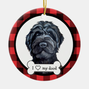 Black Labradoodle/Black Goldendoodle Keramisch Ornament