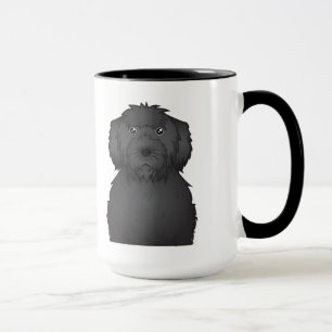 Black Labradoodle Cartoon Mok