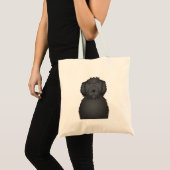 Black Labradoodle Cartoon Tote Bag (Voorkant (product))