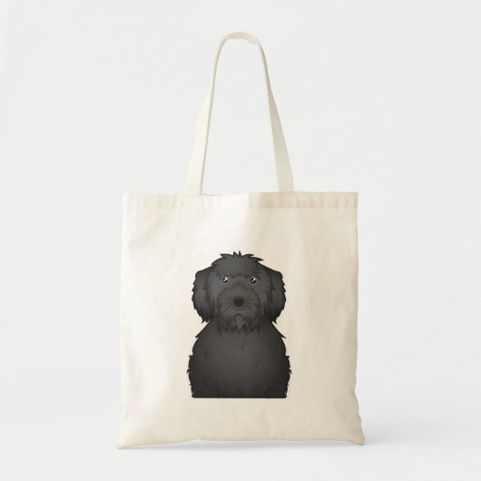 Black Labradoodle Cartoon Tote Bag (Voorkant)