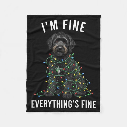 Black Labradoodle Christmas I'm Fine Everything Is Fleece Deken (Voorkant)
