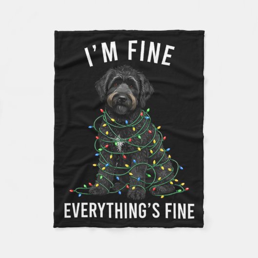 Black Labradoodle Christmas I'm Fine Everything Is Fleece Deken (Voorkant)