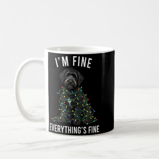 Black Labradoodle Christmas I'm Fine Everything Is Koffiemok (Links)