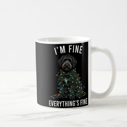 Black Labradoodle Christmas I'm Fine Everything Is Koffiemok (Rechts)