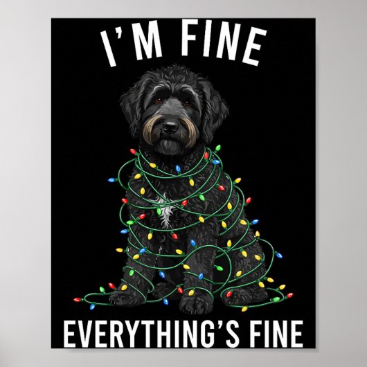 Black Labradoodle Christmas I'm Fine Everything Is Poster (Voorkant)