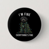 Black Labradoodle Christmas I'm Fine Everything Is Ronde Button 5,7 Cm (Voorkant)
