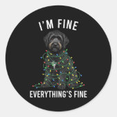 Black Labradoodle Christmas I'm Fine Everything Is Ronde Sticker (Voorkant)