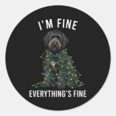 Black Labradoodle Christmas I'm Fine Everything Is Ronde Sticker (Voorkant)