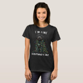 Black Labradoodle Christmas I'm Fine Everything Is T-shirt (Voorkant volledig)