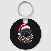Black Labradoodle Christmas Tree Xmas Lights Doodl Sleutelhanger (Voorkant)